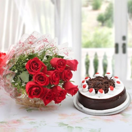 Birthday cake and flowers online delivery Chocolaty.in