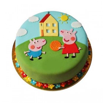 Pegga Pig Playing Cake