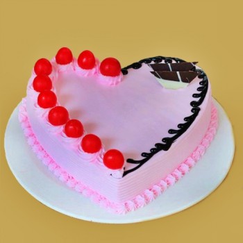 Cheery Heart Shape Strawberry Cake