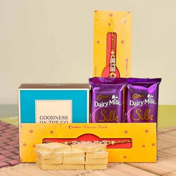 2 Rakhi Kaju Katli and Silk Chocolates