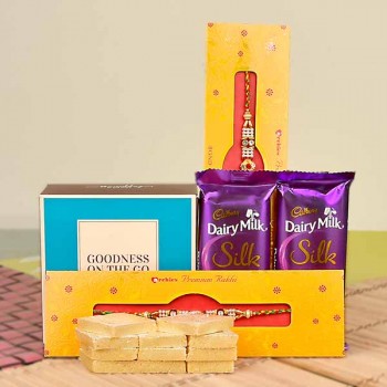 2 Rakhi Kaju Katli and Silk Chocolates