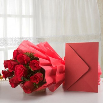 Red Roses and Greeting Card