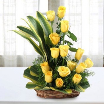 Yellow Roses Basket