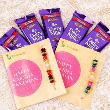 2 Rakhi n 5 Dairy Milk Chocolates