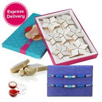 2 Rakhi with Kaju Katli