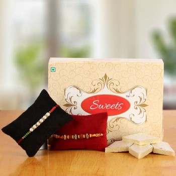 2 Rakhi with Kaju Katli