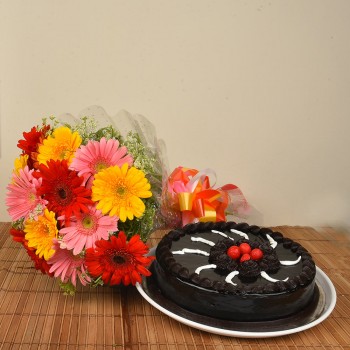 Gerberas n Truffle Cake