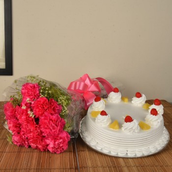 Pink Carnations n Pineapple Cake