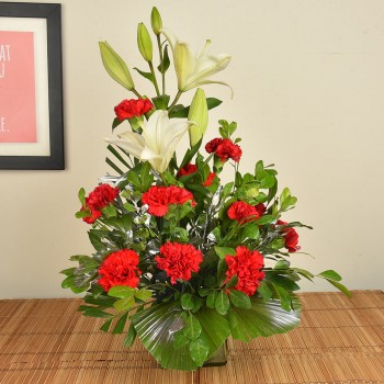 Carnations n Lilies in Vase