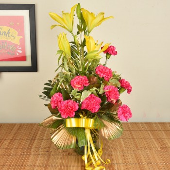 Lilies n Carnations in Vase