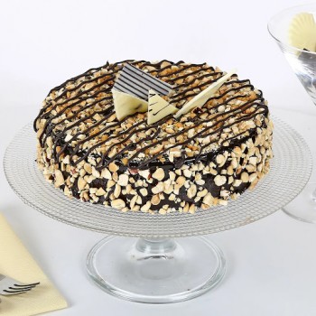Eggless Crunchy Nutty Choco Cake