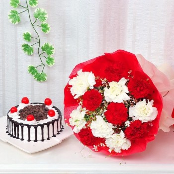 Mix Carnations and BlackForest Cake