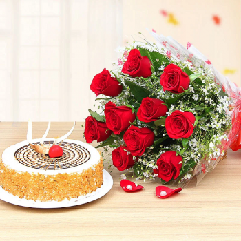 Red Roses and Butterscotch Cake