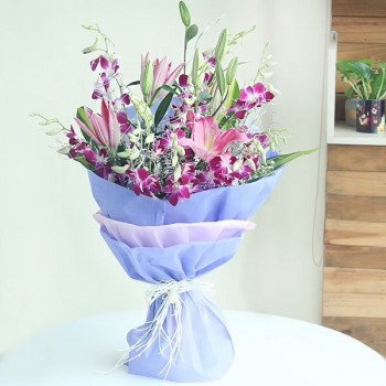 Premium Lilies and Orchids Bouquet