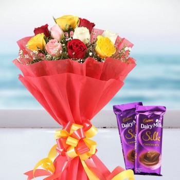 Mix Roses with Silk Chocolates